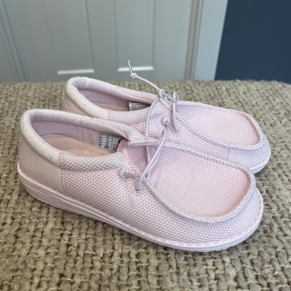 Hey Dude Wally Youth Funk Mono Light Pink Size Youth 2 Walking Shoes Comfort